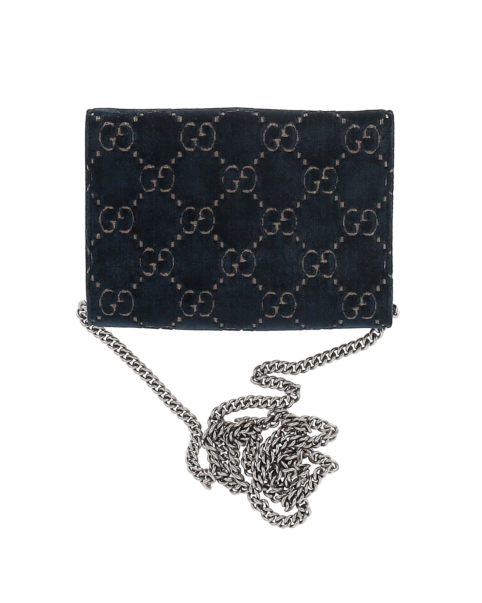 Preowned Gucci Navy Velvet Mini Dionysus Crossbody Bag blue