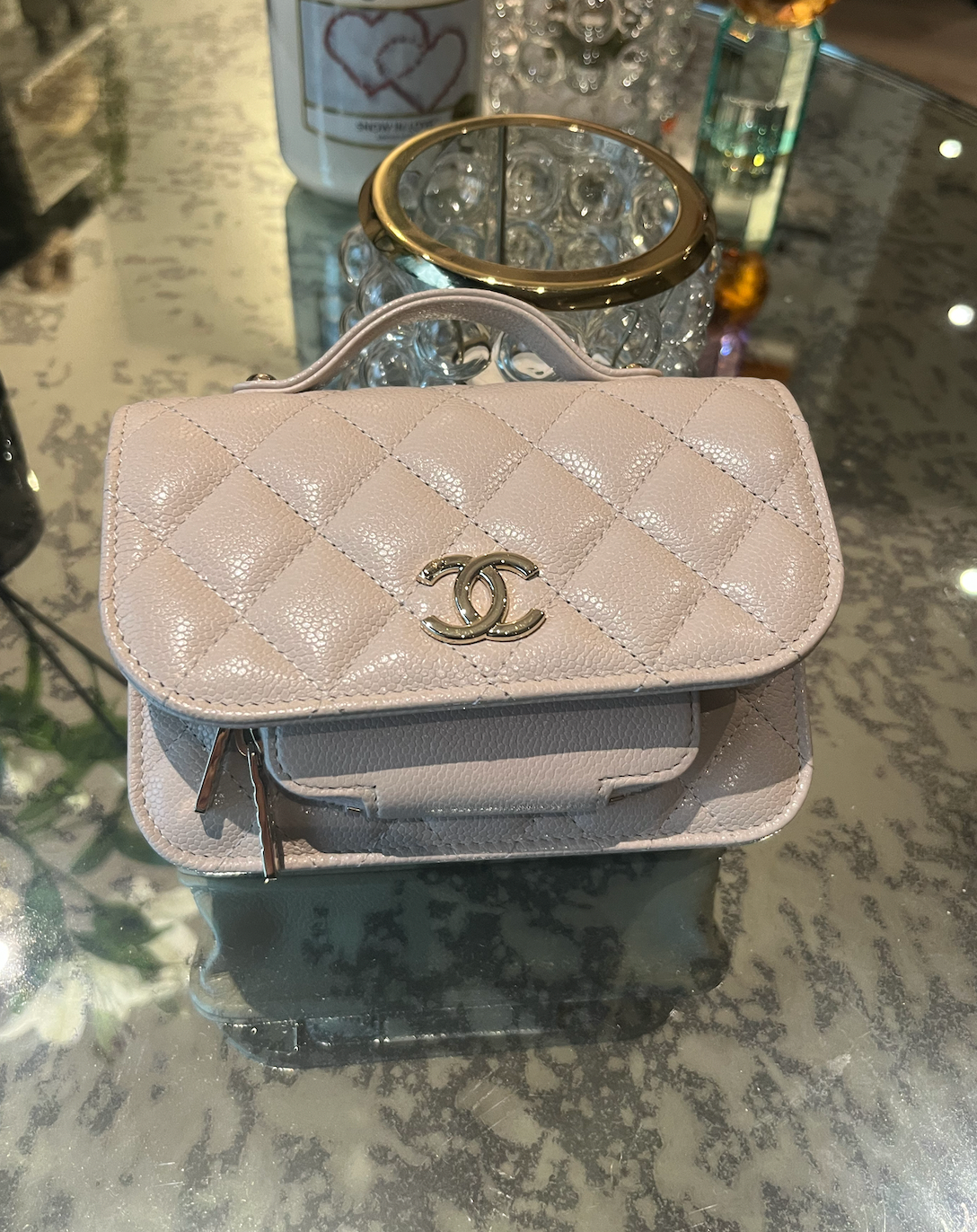 Chanel Beige Mini Business Affinity Clutch on Chain leather