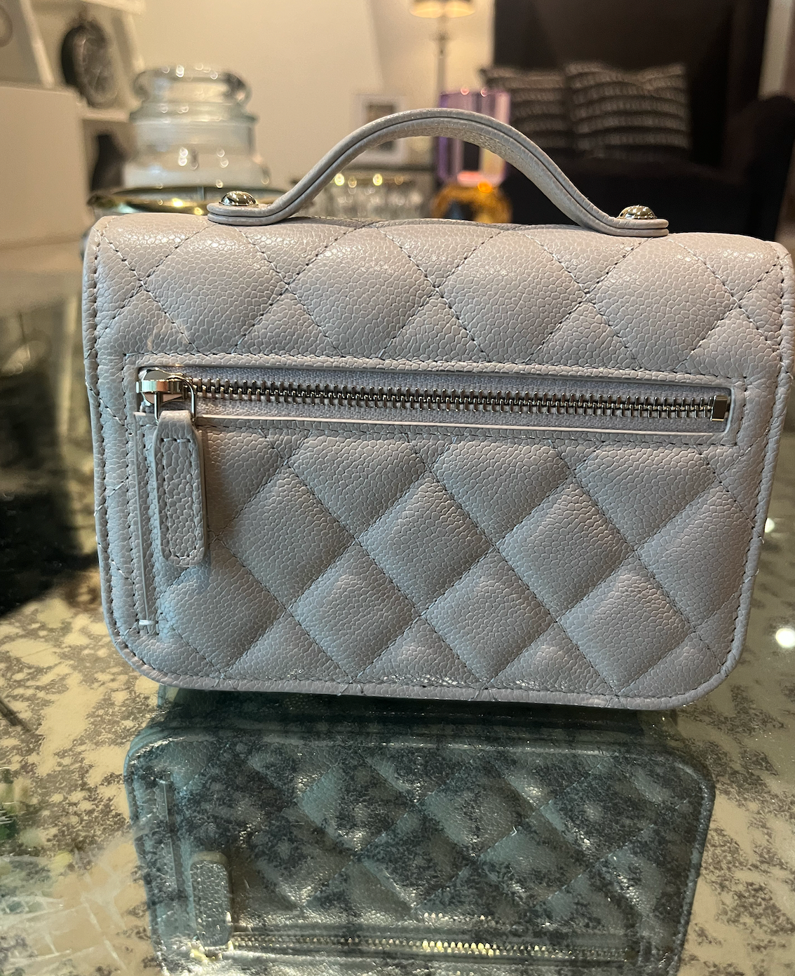 Chanel Beige Mini Business Affinity Clutch on Chain leather