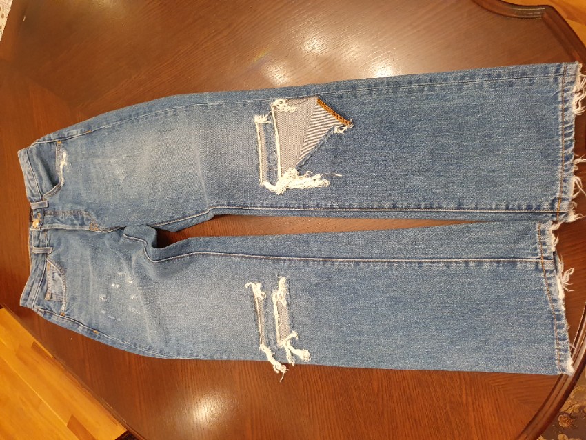 Preowned Brandon Maxwell distressed boyfriend jeans Size S Blue