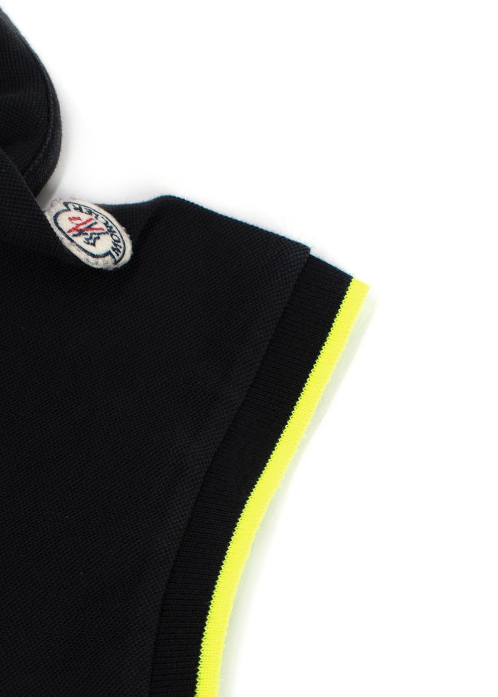 Moncler Black Polo Shirt with Neon Yellow Trim Size XL