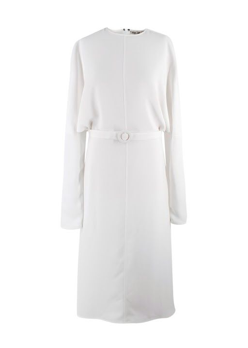 Edeline Lee White Elsa Long Sleeve Midi Dress Size M polyester