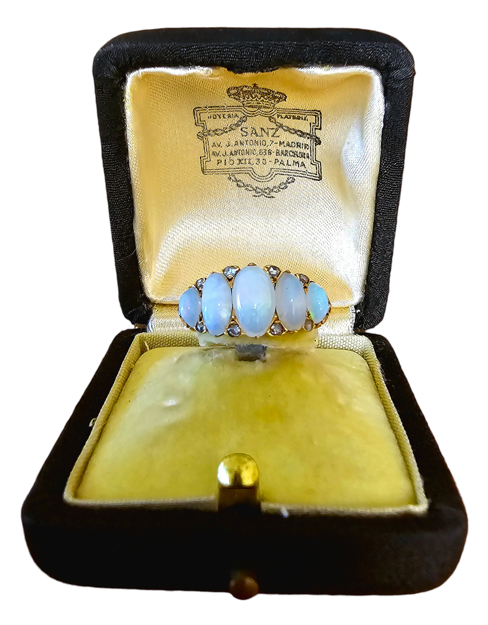 Preowned Bespoke Vintage Opal and Diamond Ring Yellow gold ct gold