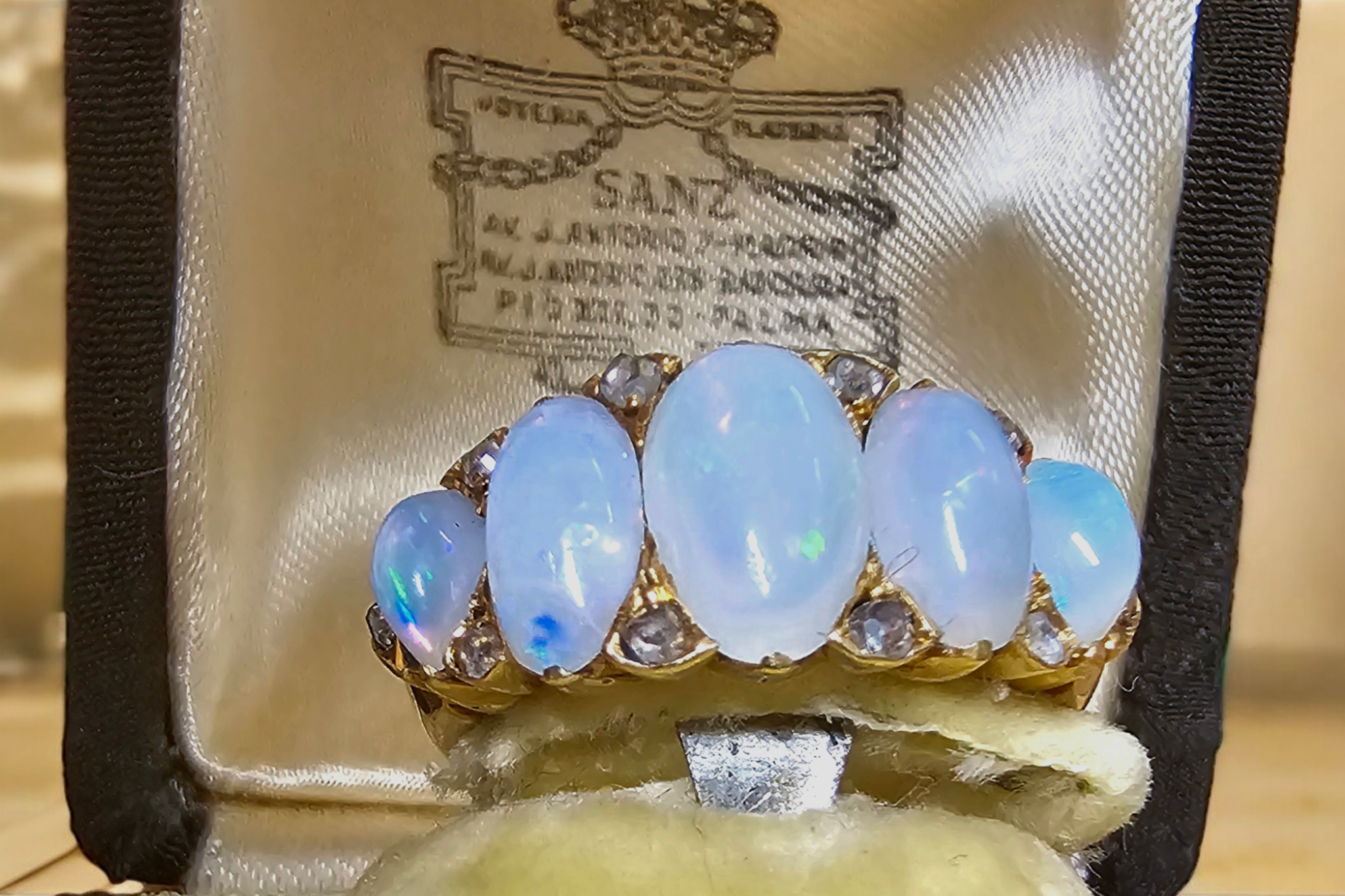 Preowned Bespoke Vintage Opal and Diamond Ring Yellow gold ct gold