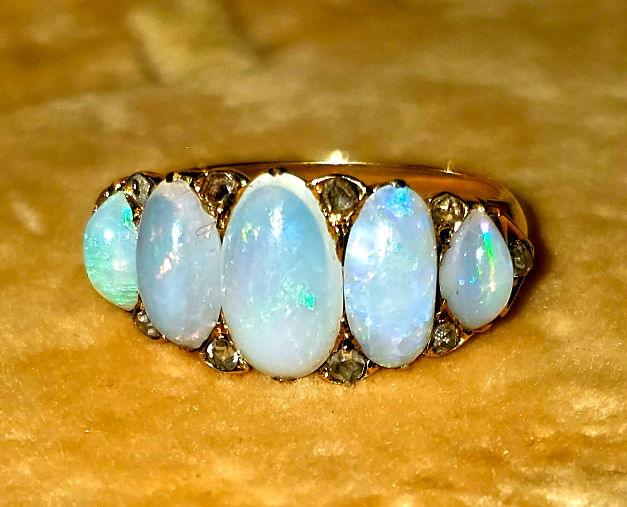 Preowned Bespoke Vintage Opal and Diamond Ring Yellow gold ct gold