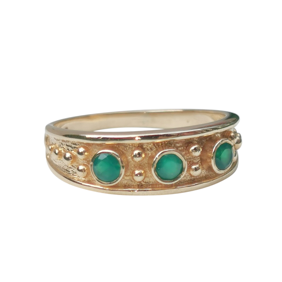 Preowned Bespoke Yellow Gold Byzantine Emerald Ring