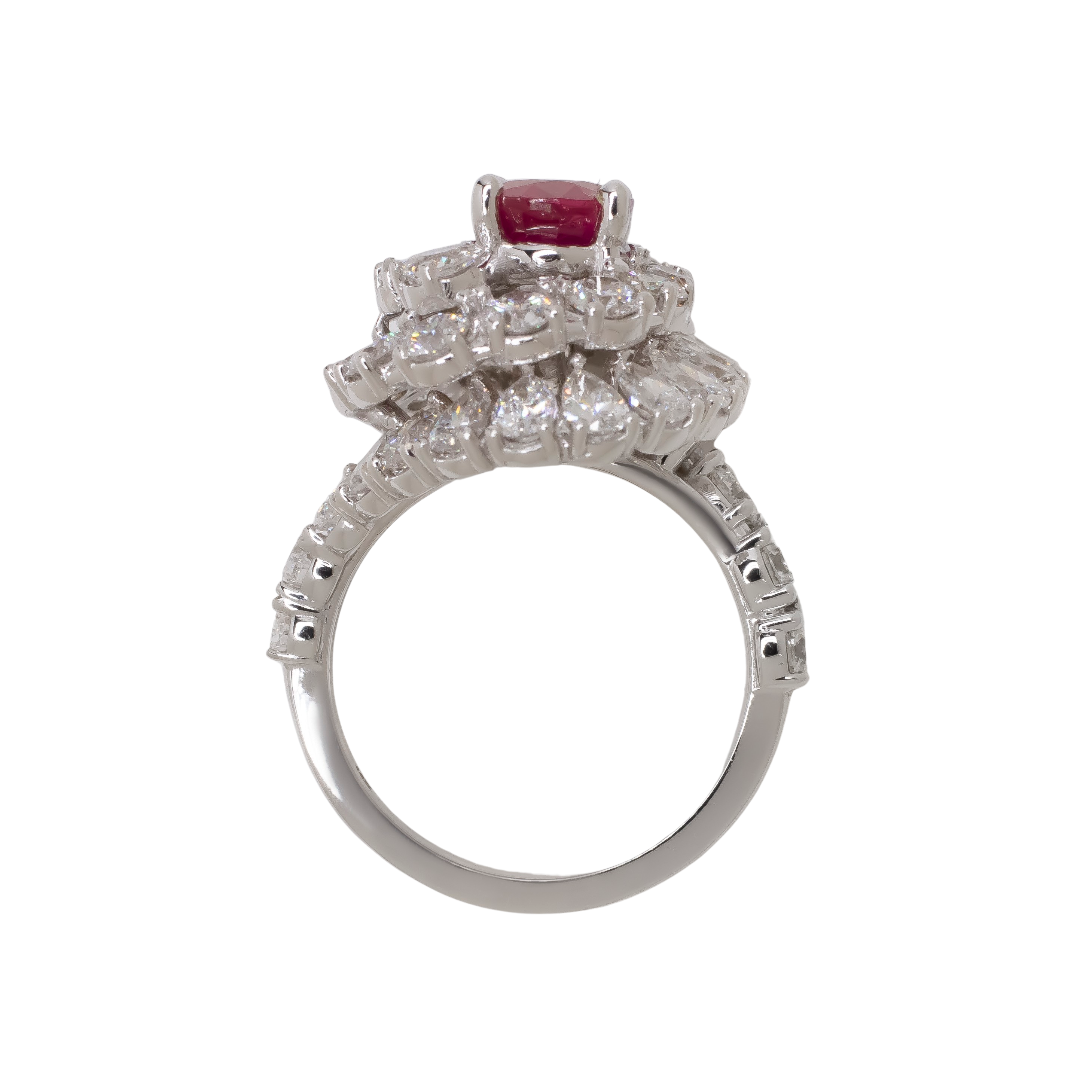 Antinori Fine Jewels 18kt White Gold 204ct GIA Ruby  Diamond Ballerina Ring