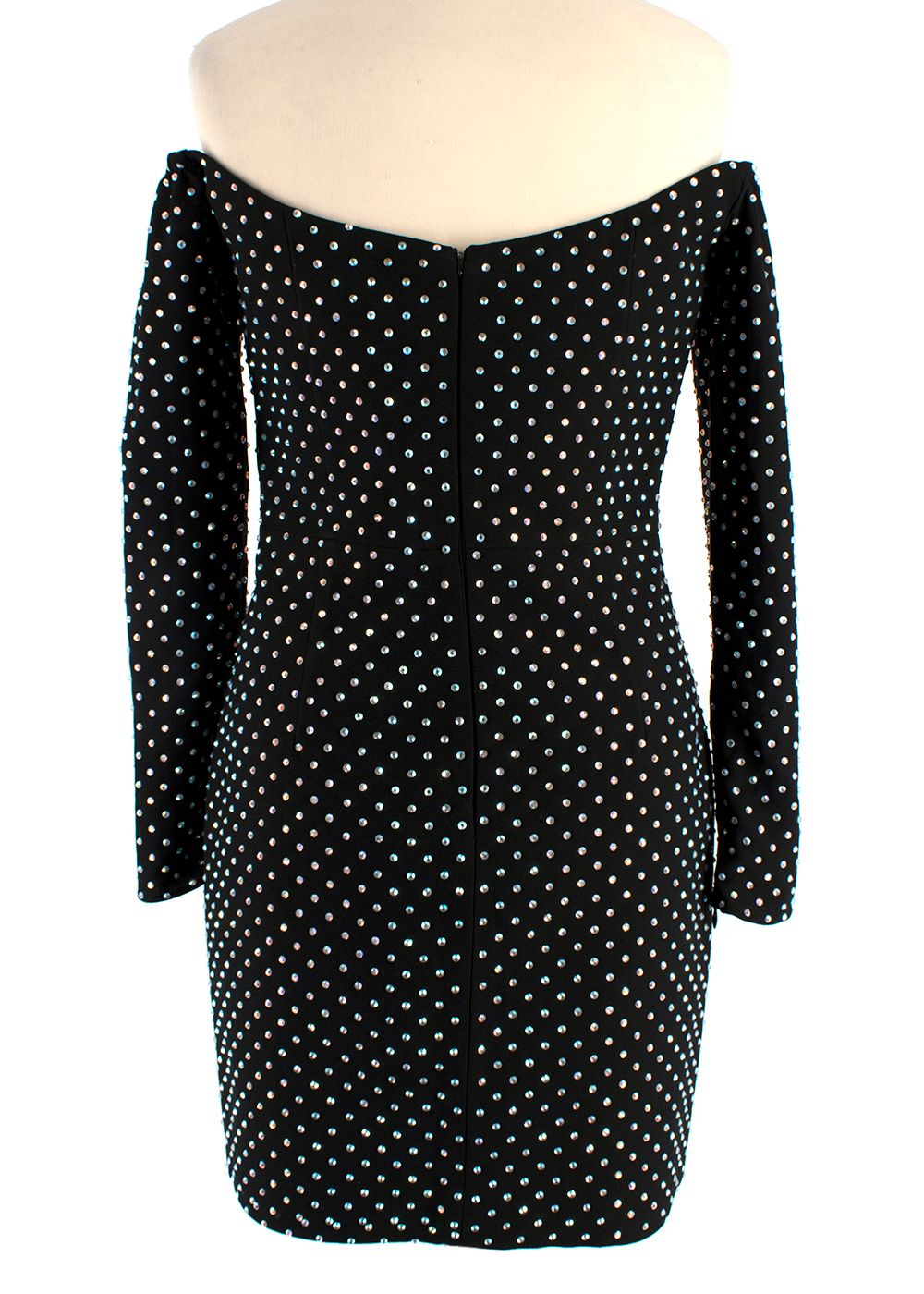 New Arrivals Crystal Embellished Black Mini Dress Size M polyester