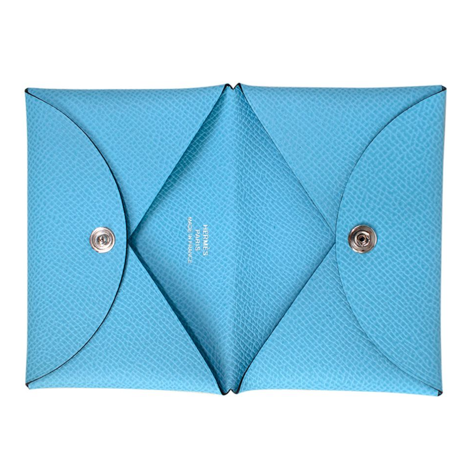 Hermes Blue Du Nord Epsom Leather Calvi Card Holder