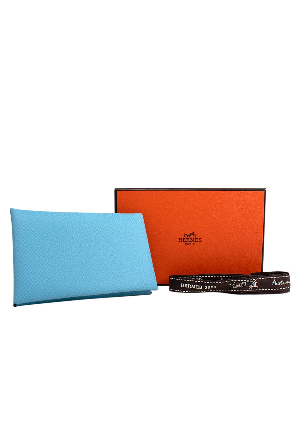 Hermes Blue Du Nord Epsom Leather Calvi Card Holder