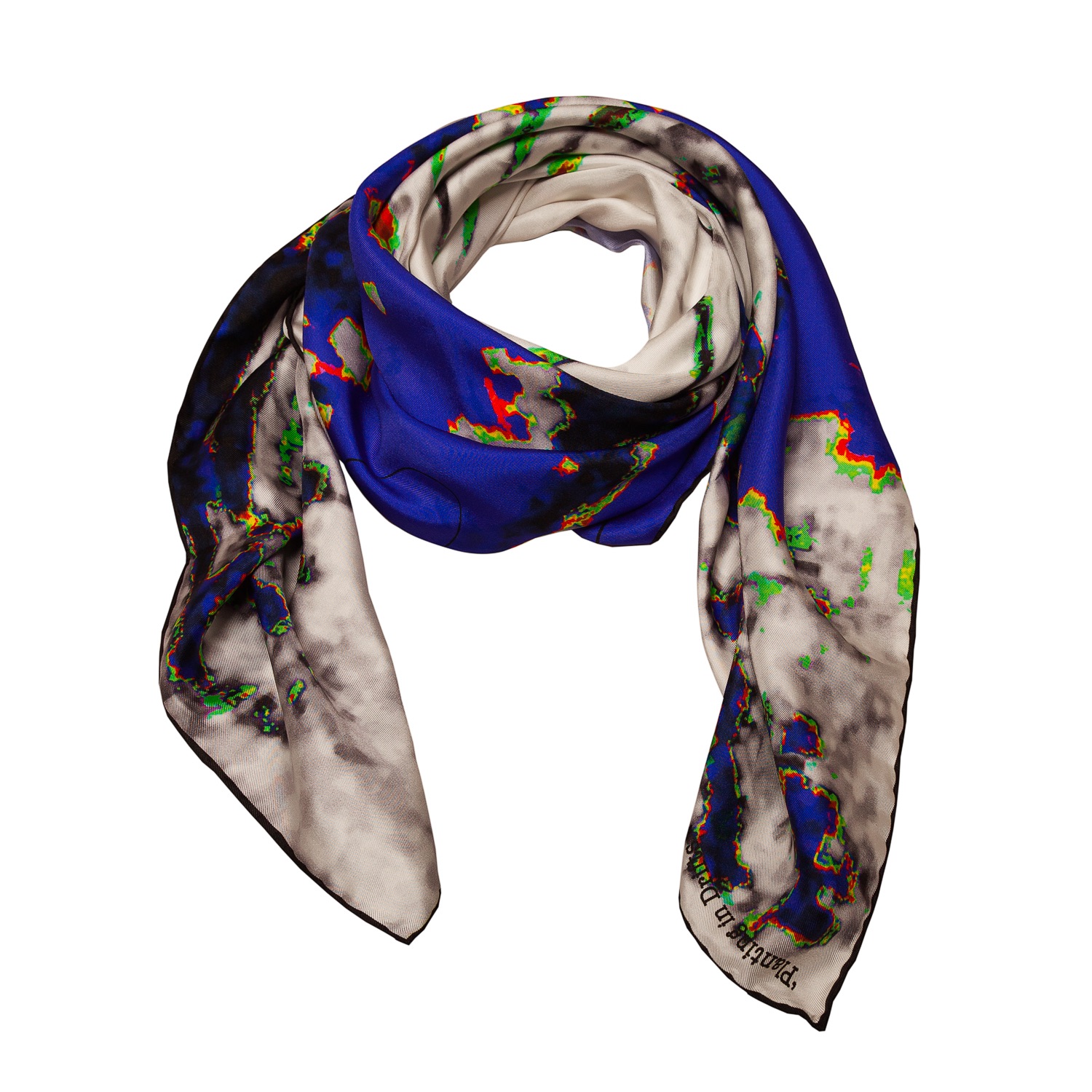 Men's Rosemary Goodenough Planting in Drifts V Silk Scarf Blue