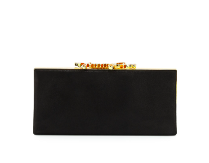 Jimmy Choo Black Suede Celeste Logo Frame Box Clutch Bag