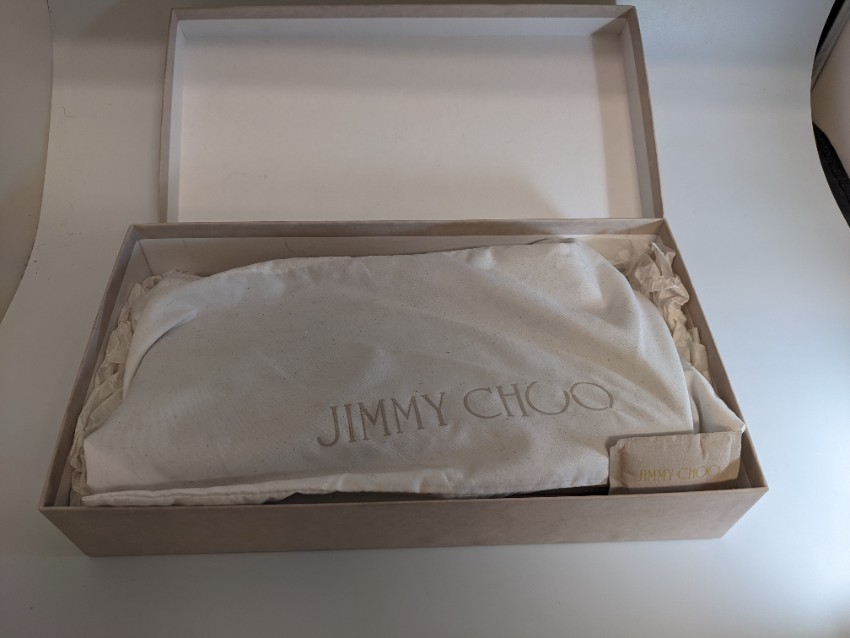 Jimmy Choo Black Suede Celeste Logo Frame Box Clutch Bag