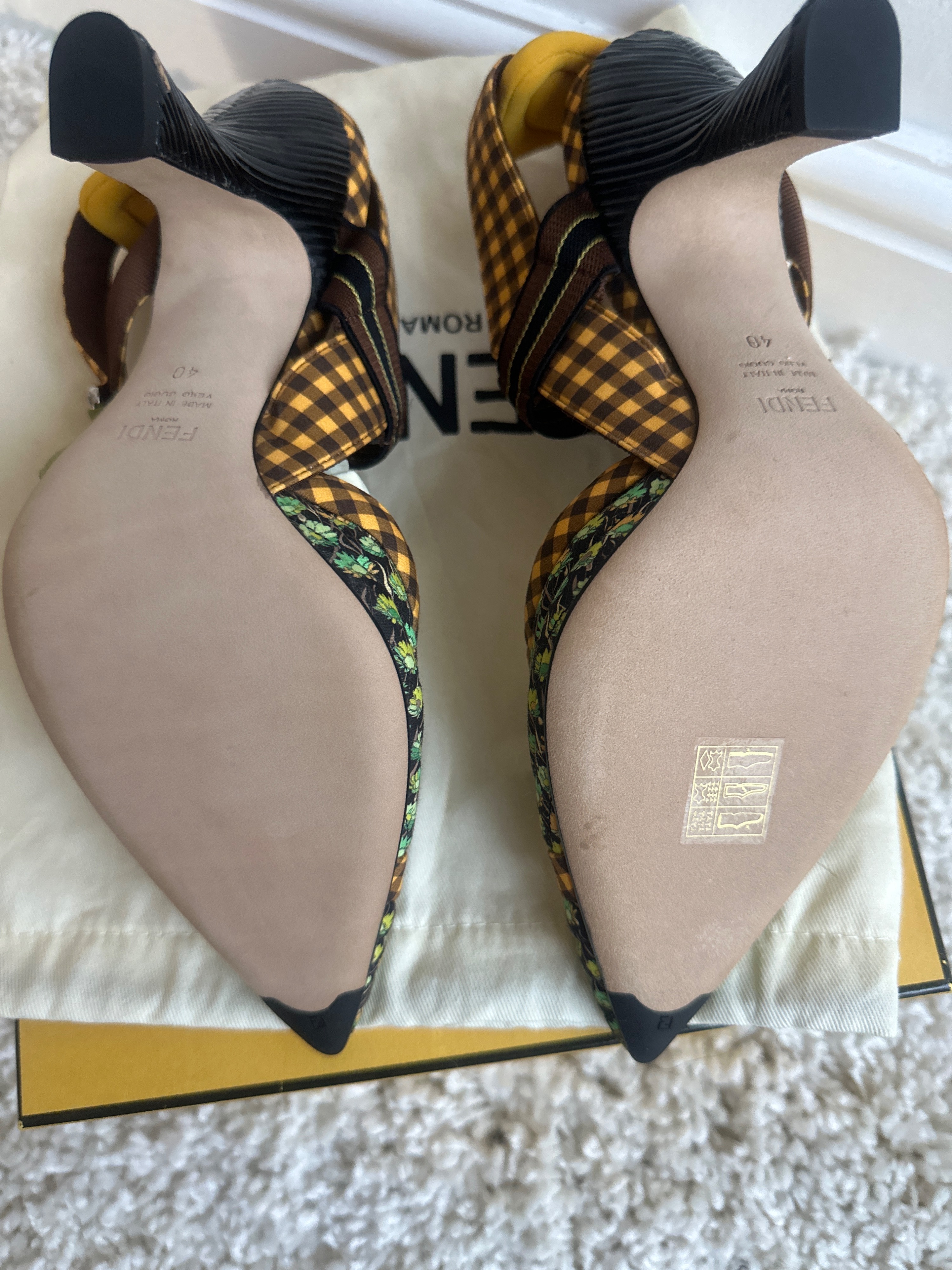 Fendi Yellow Colibri Slingbacks Size 40 Multicoloured velvet underground