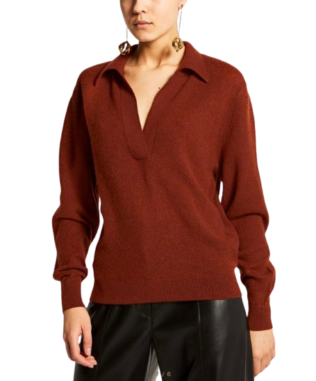 Preowned Khaite Burnt Orange Jo V-Neck Cashmere Jumper Size S brown wool/hair/cashmere