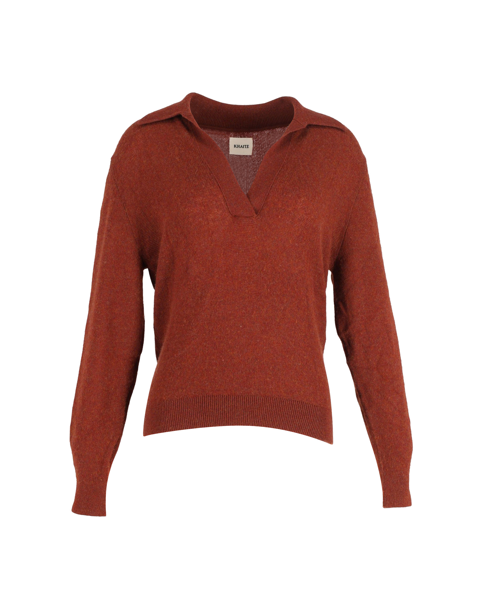 Preowned Khaite Burnt Orange Jo V-Neck Cashmere Jumper Size S brown wool/hair/cashmere