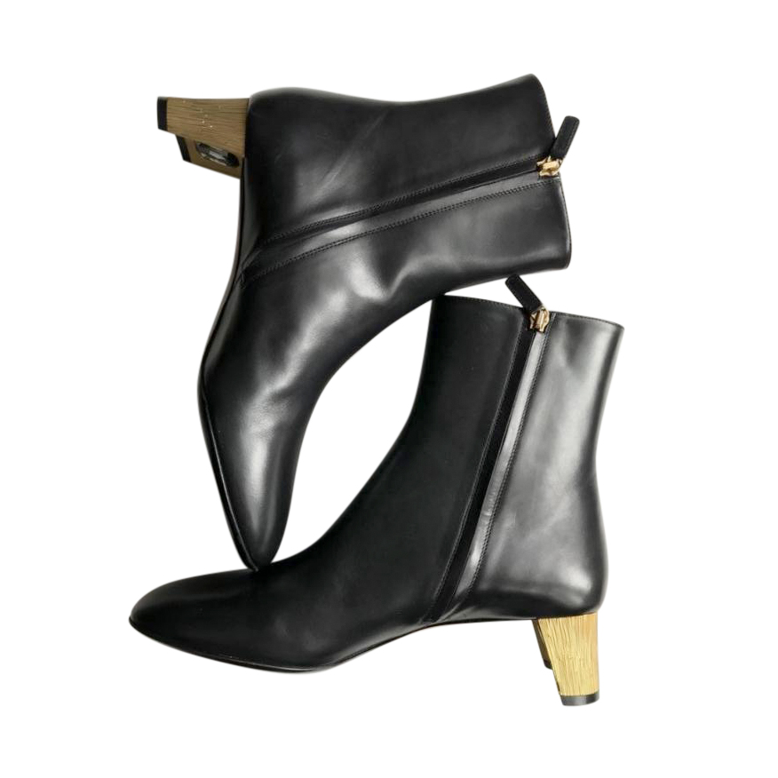 Gucci Black Leather Arielle Ankle Boots Size 39