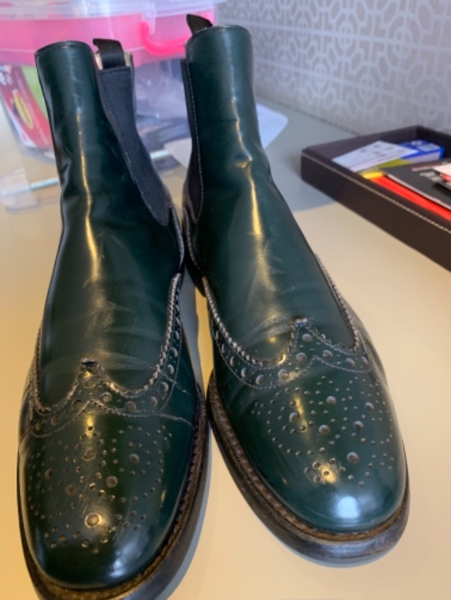 Preowned Church's Bottle Green Ketsby Brogue Ankle Boots Size 38 leather