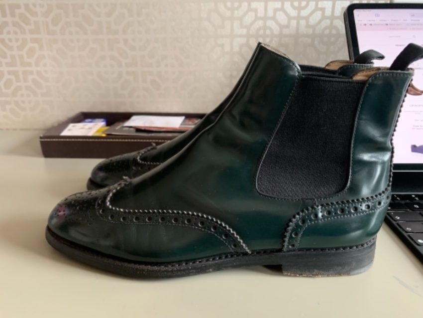 Preowned Church's Bottle Green Ketsby Brogue Ankle Boots Size 38 leather