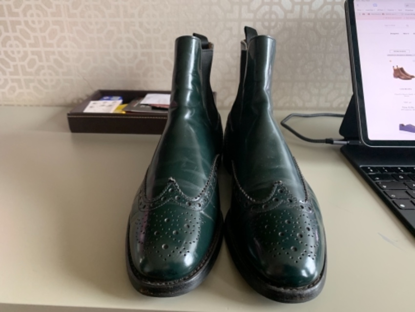 Preowned Church's Bottle Green Ketsby Brogue Ankle Boots Size 38 leather