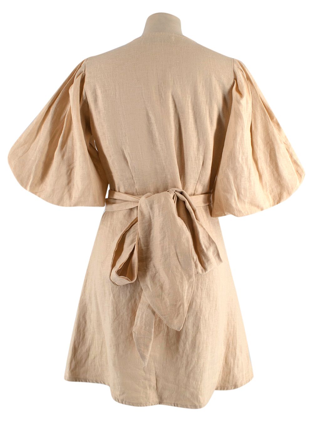 Faithful the Brand Godiva Beige Linen Wrap Mini Dress Size XS