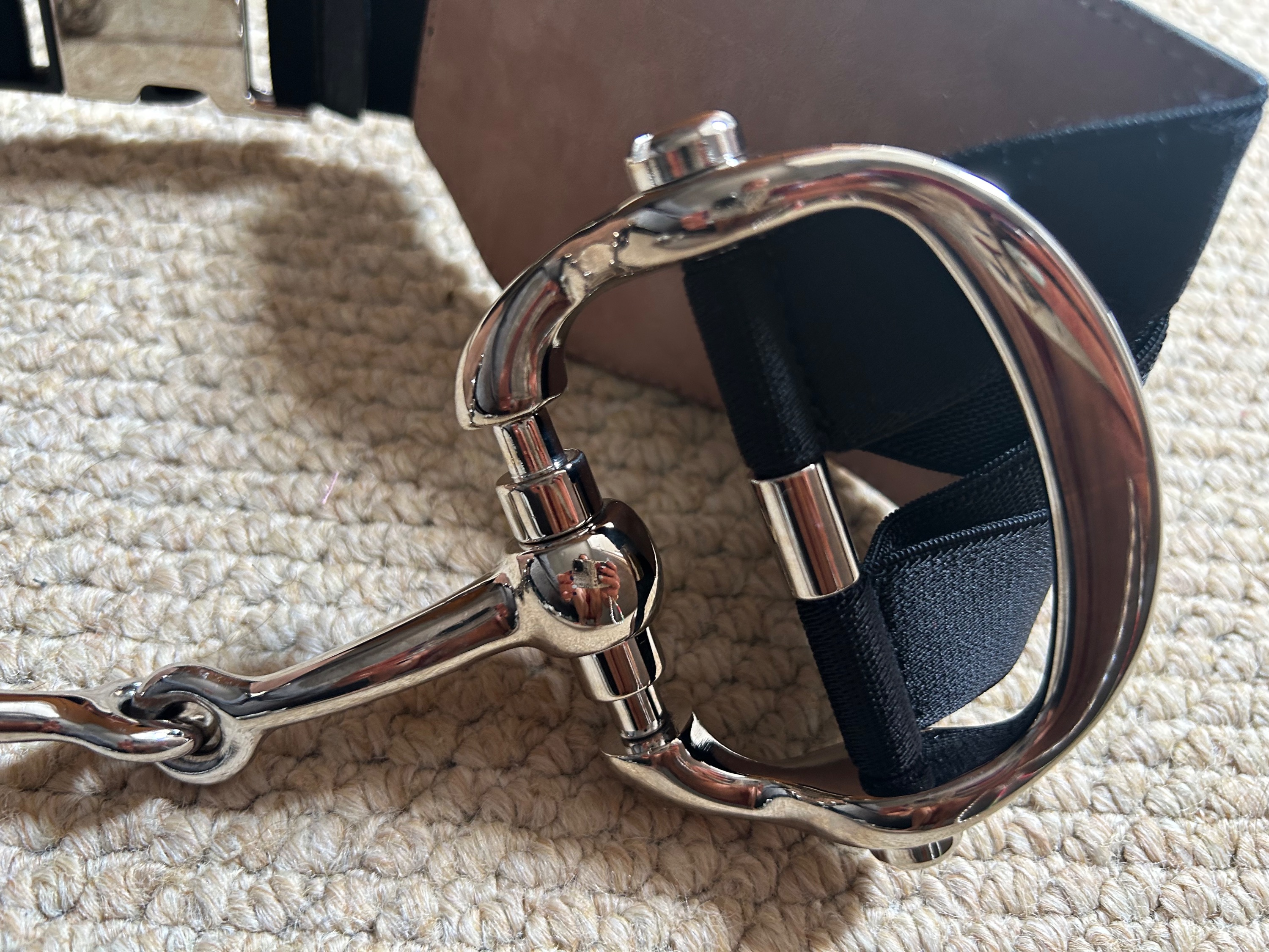 Preowned Gucci by Tom Ford Horsebit Bondage Waist Belt Size 35 Black leather