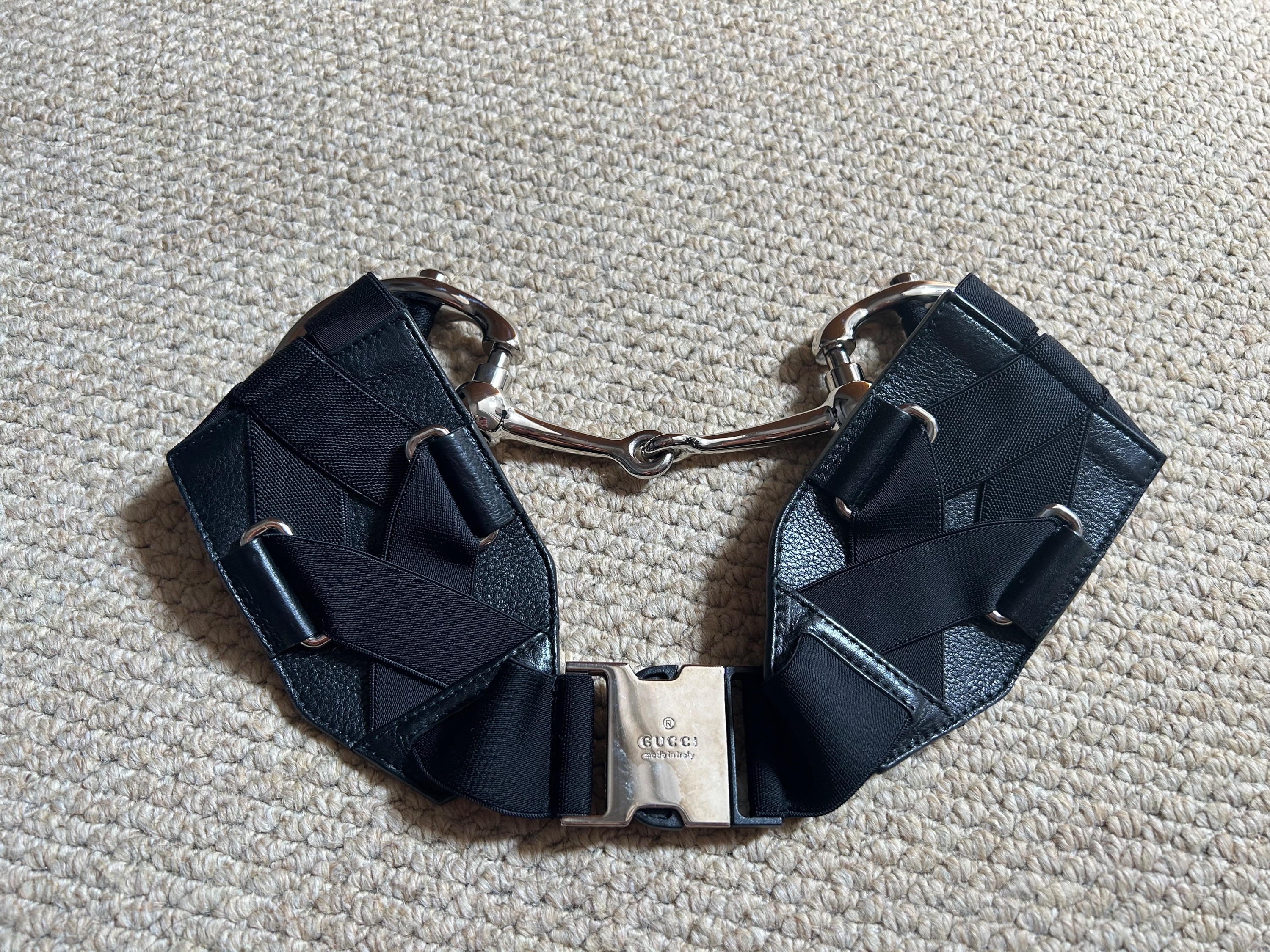 Preowned Gucci by Tom Ford Horsebit Bondage Waist Belt Size 35 Black leather