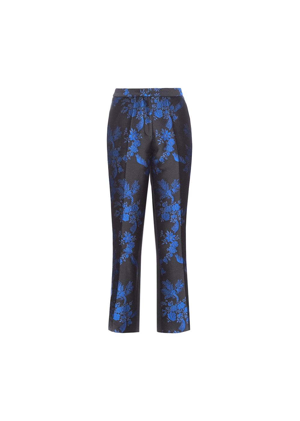 Preowned Stella McCartney blue  black floral brocade trousers Size XS Black  Blue polyester