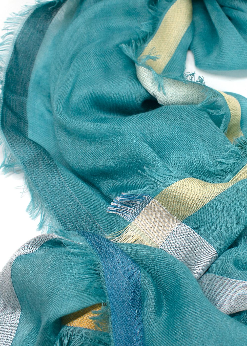 Loro Piana Fringed striped cashmere and silk-blend scarf