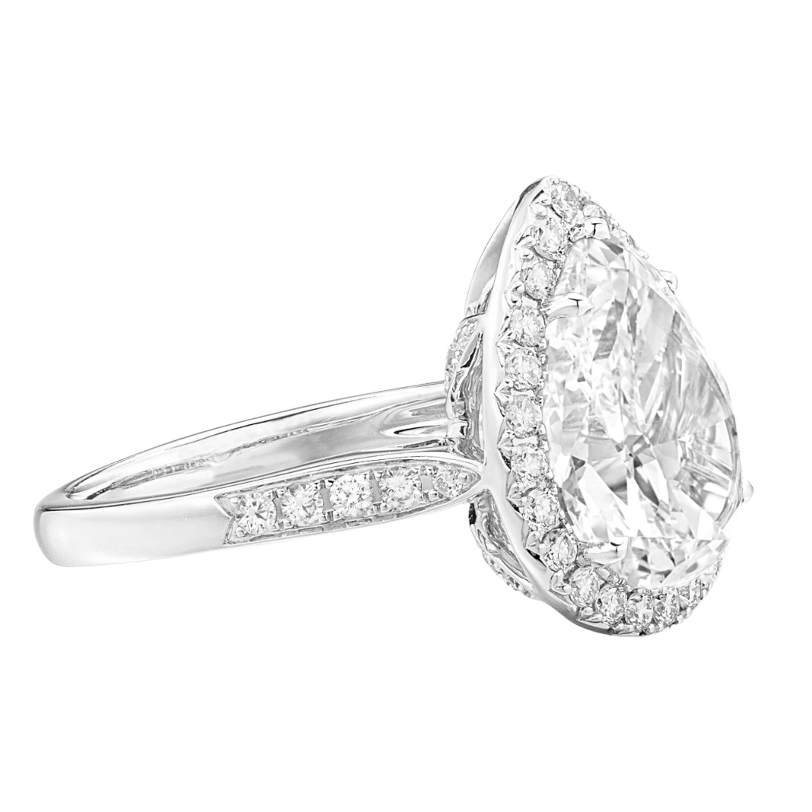 Verde 5ct IGI Certified Lab Grown Pear Cut Diamond Halo Ring White Gold k white gold/lab-grown diamond