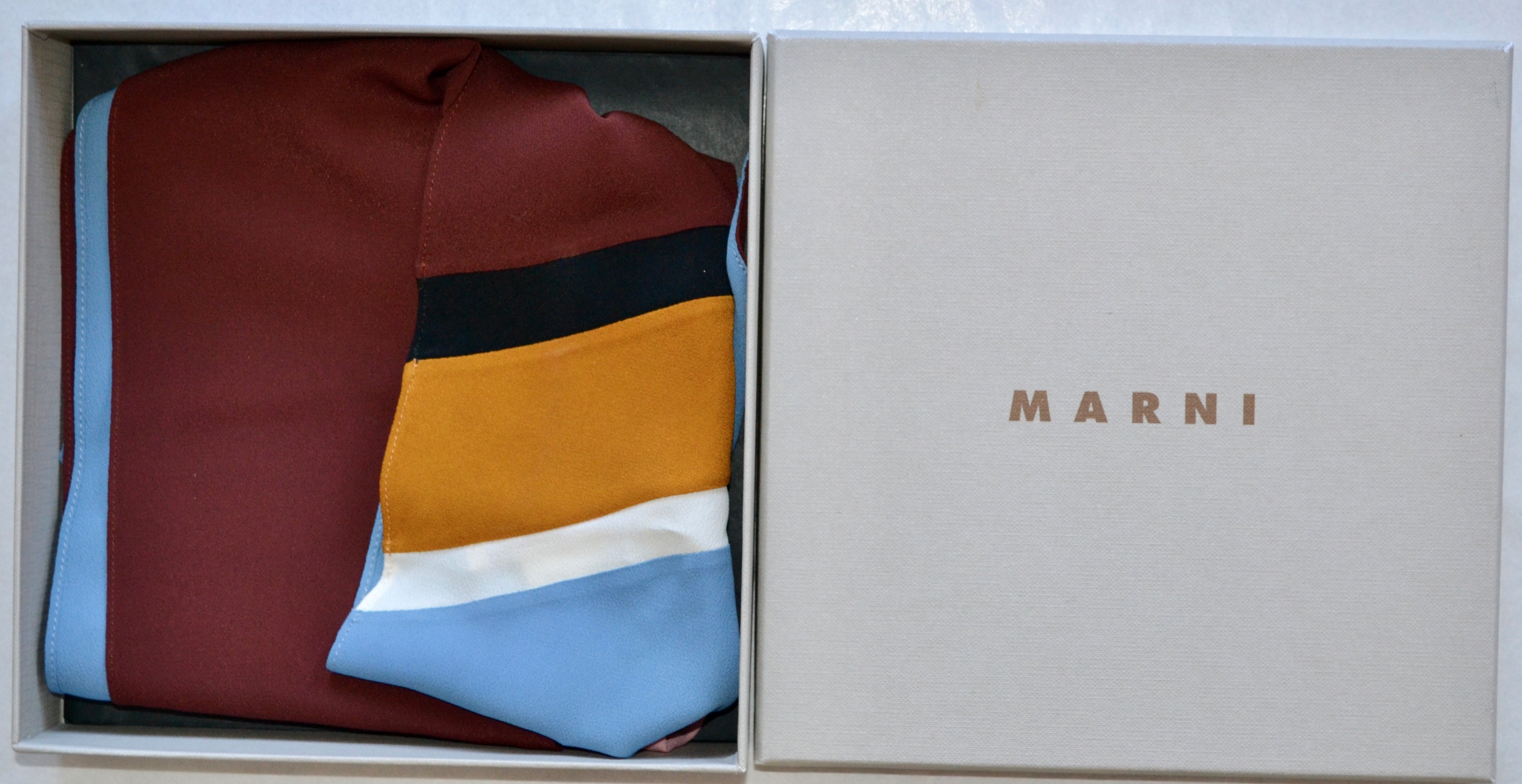 Marni Colourblock Silk Twilly Scarf multi