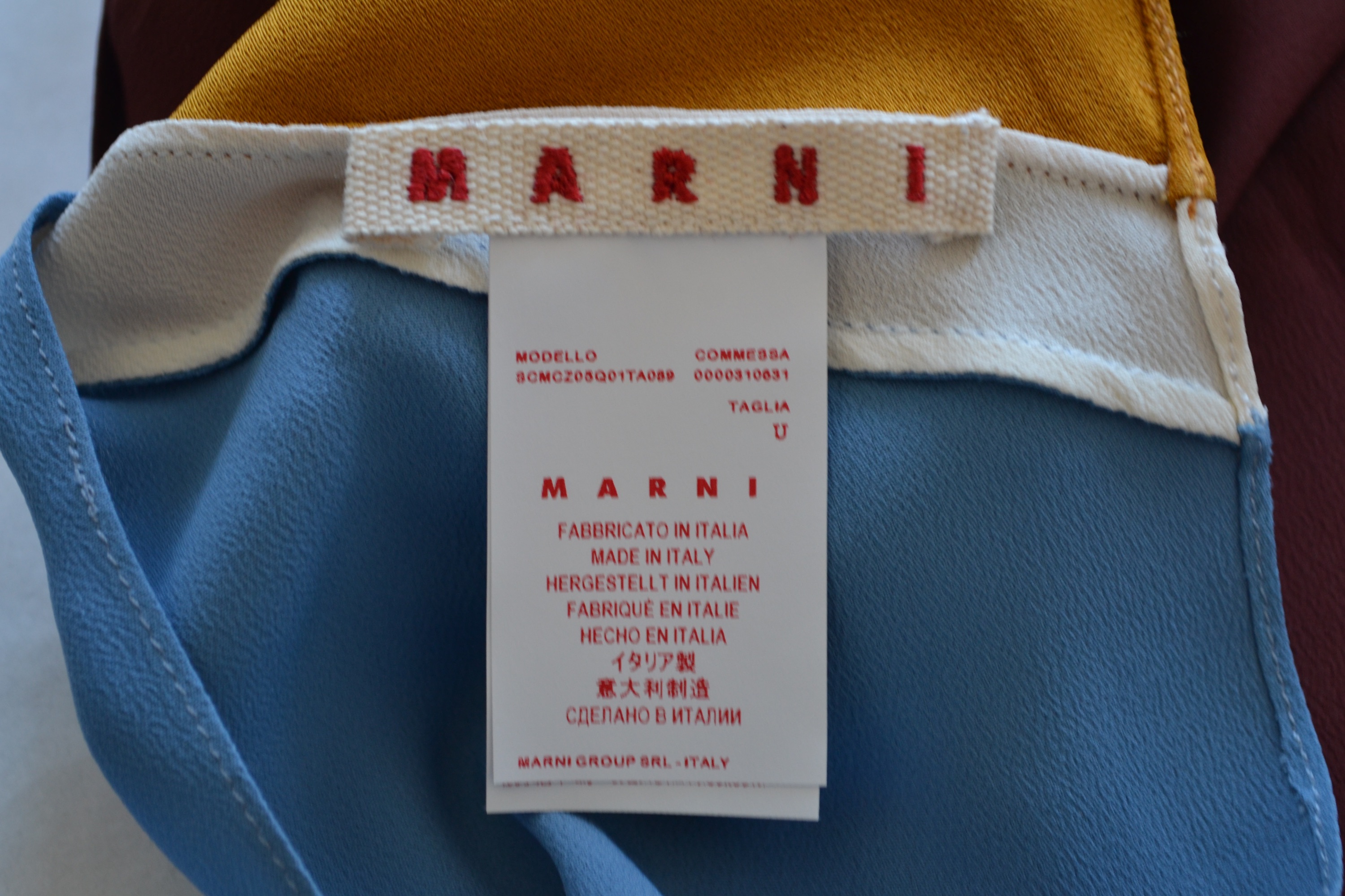 Marni Colourblock Silk Twilly Scarf multi