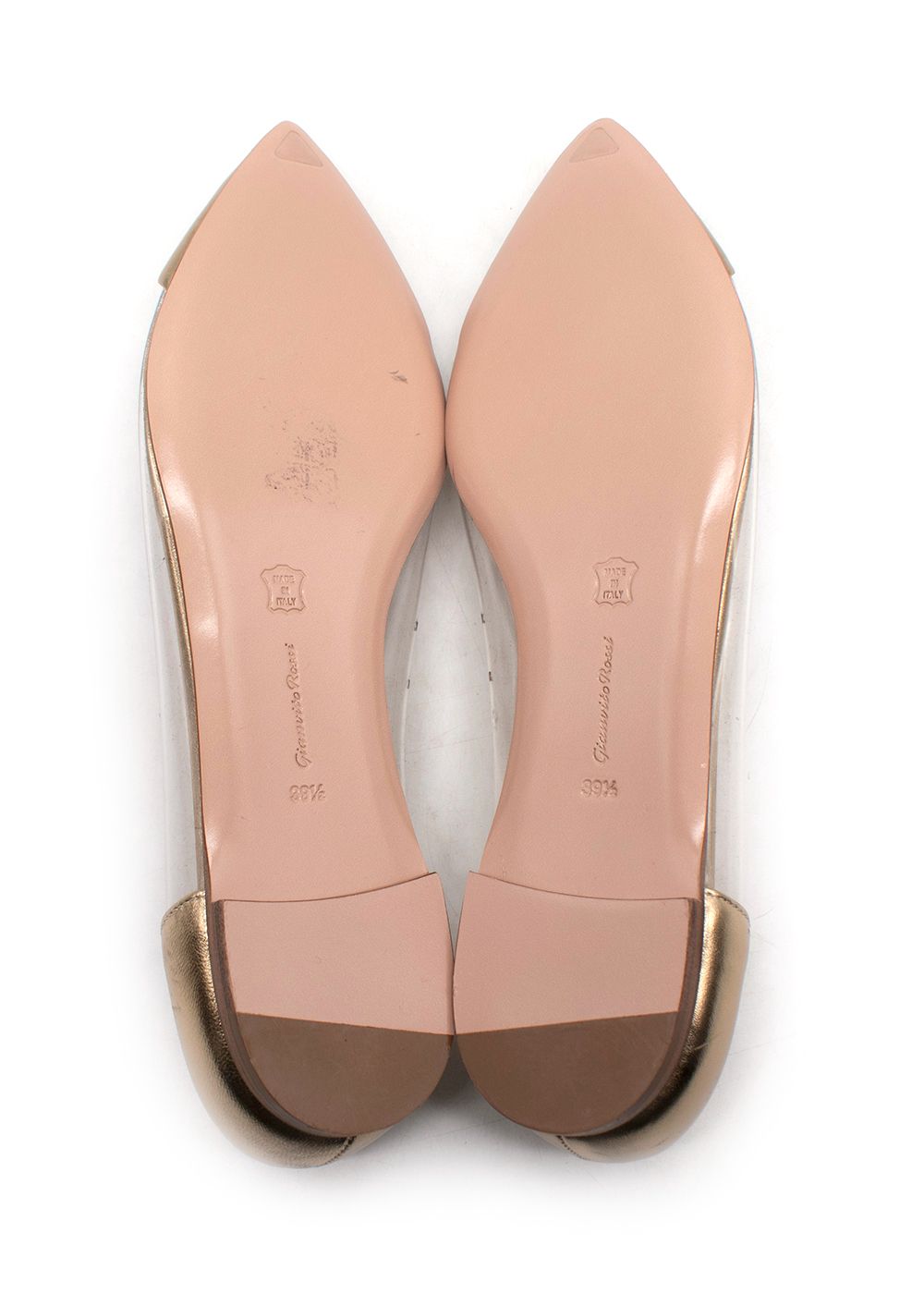 Ginavitto Rossi Gold Plexi Leather Ballet Flats Size 395