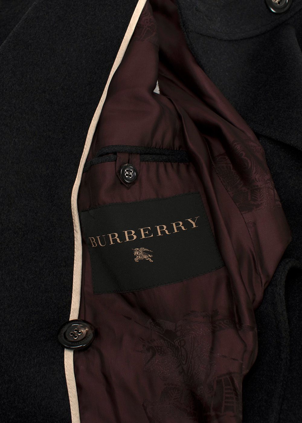 Burberry Dark Grey Wool and Cashmere Blend Coat Size S