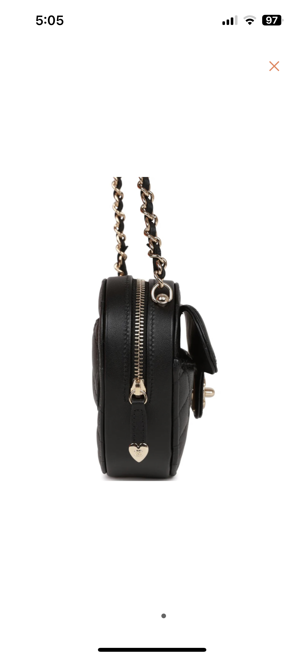 Preowned Chanel Small Black Lambskin Heart Bag leather