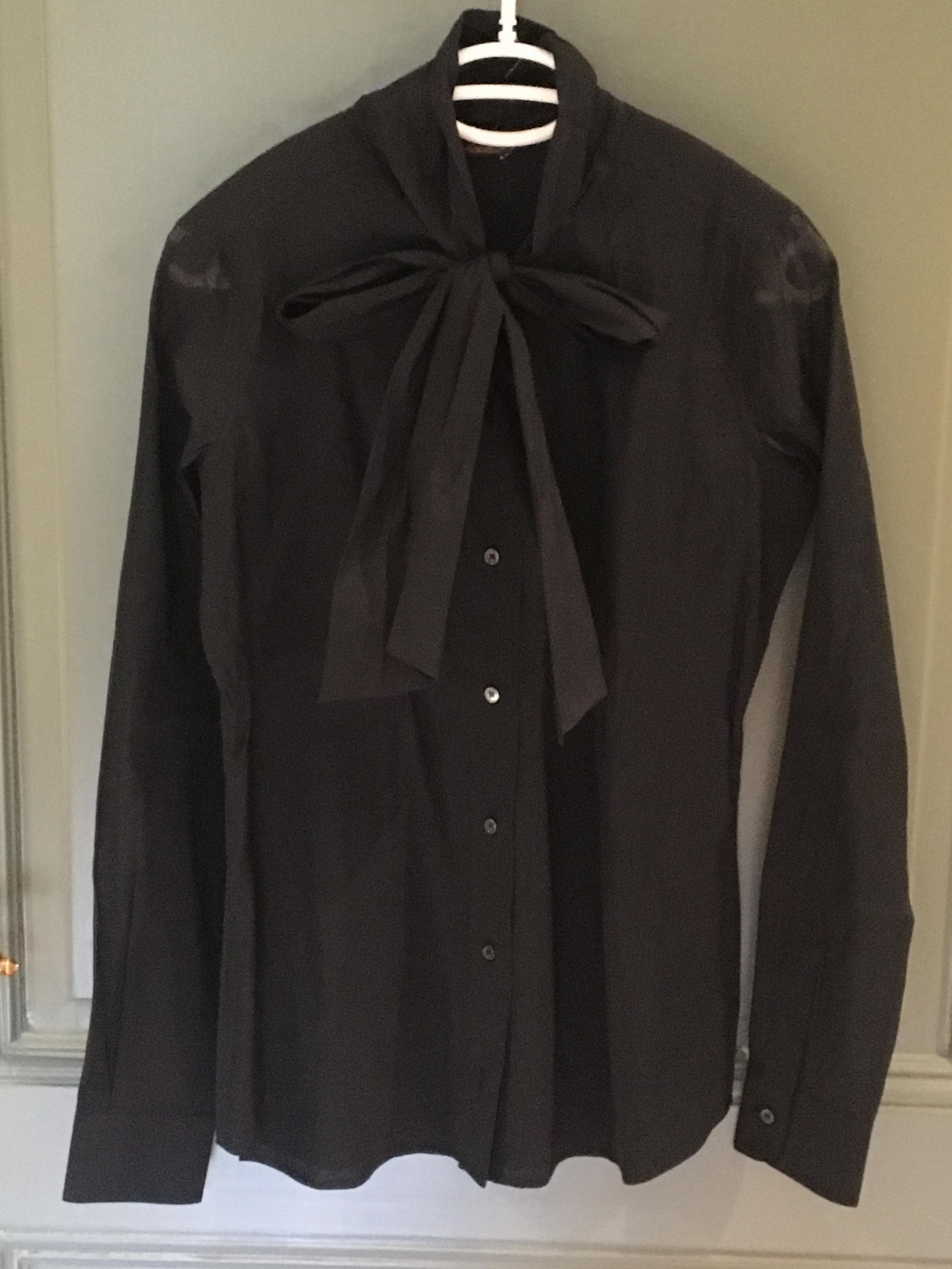 Loro Piana Black Pussy Bow Blouse Size XS cotton