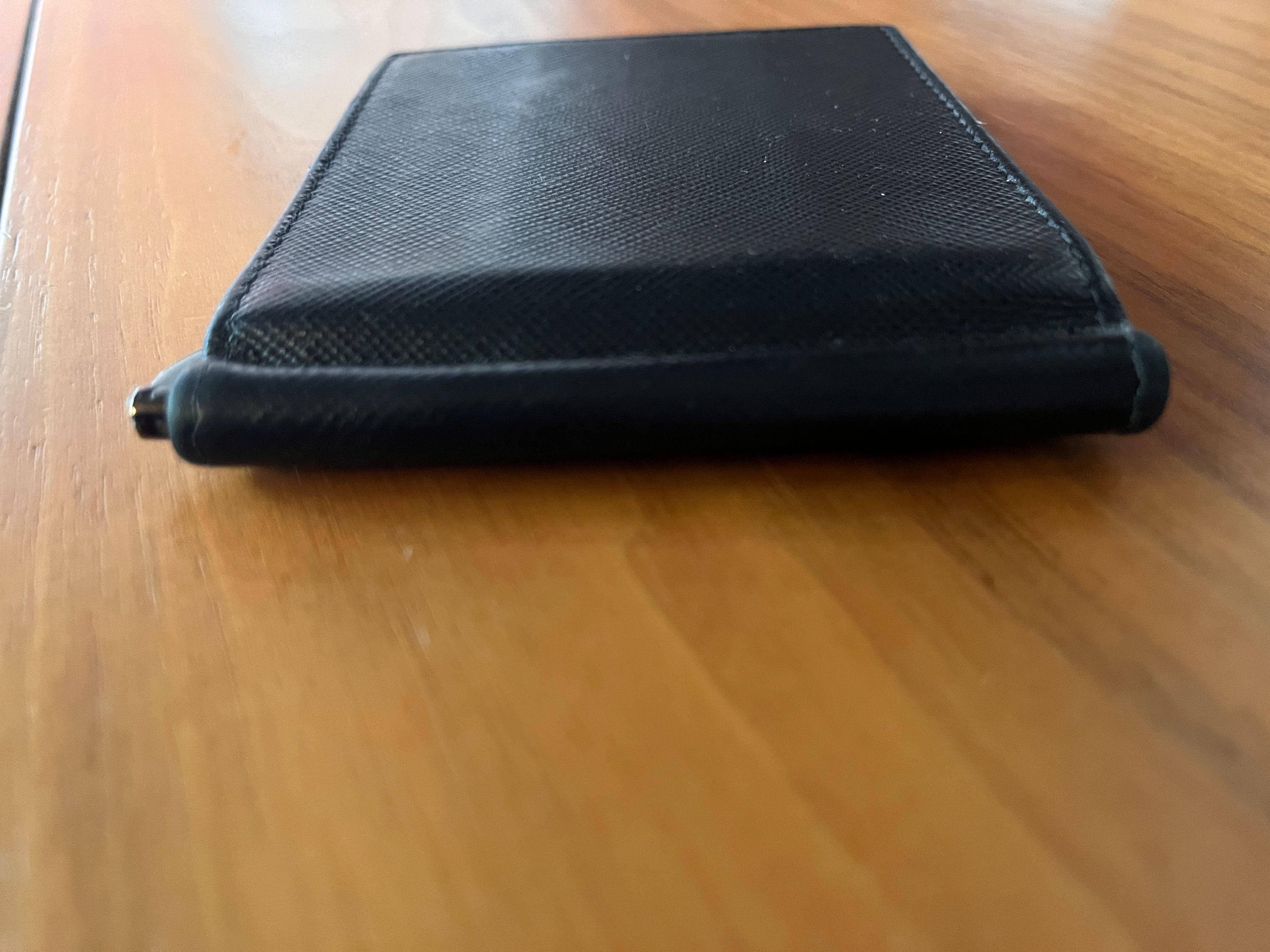 Men's Preowned Prada Black Saffiano leather compact wallet