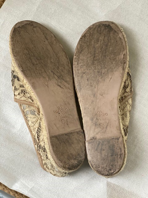 Preowned Valentino beige lace espadrilles Size 39 Beige/Nude leather