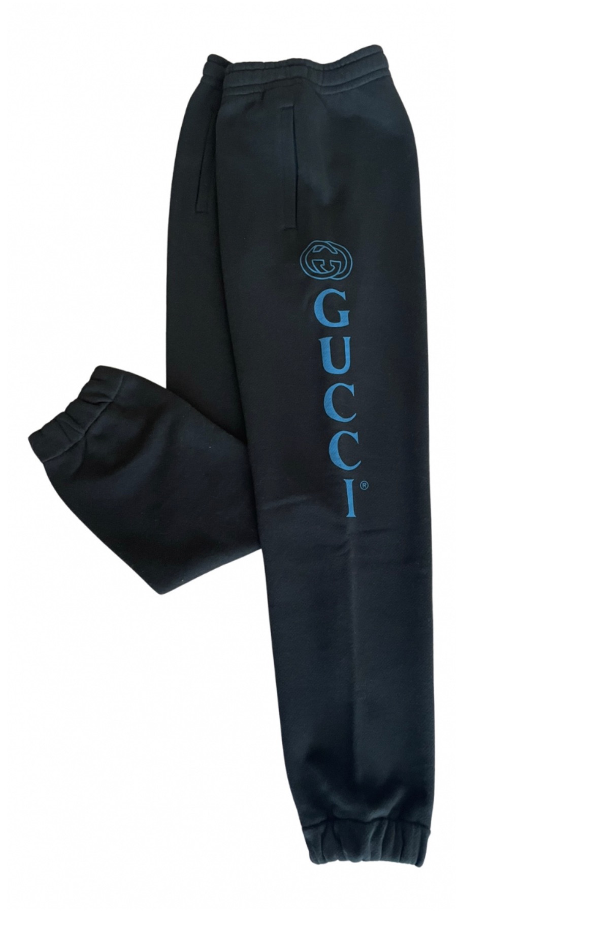 Men's Gucci Logo Printed Oversized Jogging Trousers Size L Black cotton