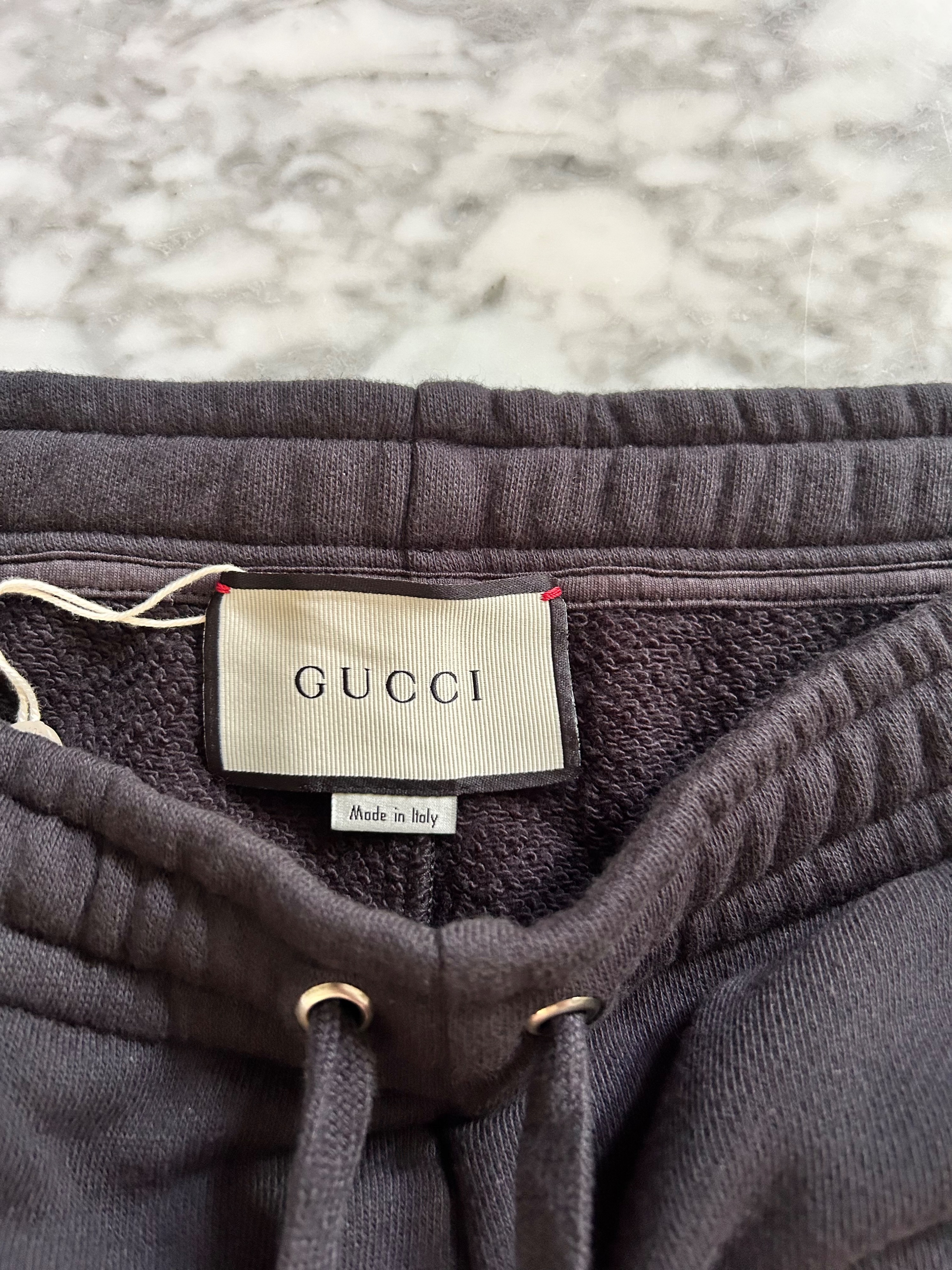 Men's Gucci Logo Printed Oversized Jogging Trousers Size L Black cotton