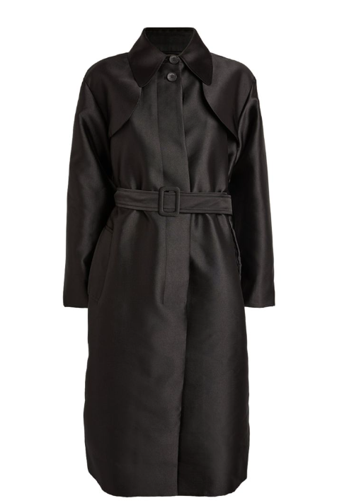 Sandro Black Satin Trench Coat Size XXS polyester