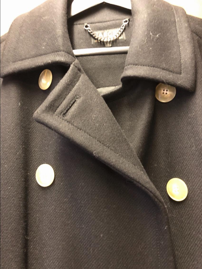 Preowned Jaeger Jaegar Black Wool Double Breasted Coat Size L