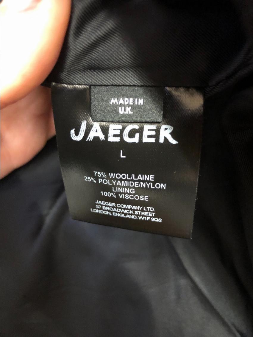 Preowned Jaeger Jaegar Black Wool Double Breasted Coat Size L