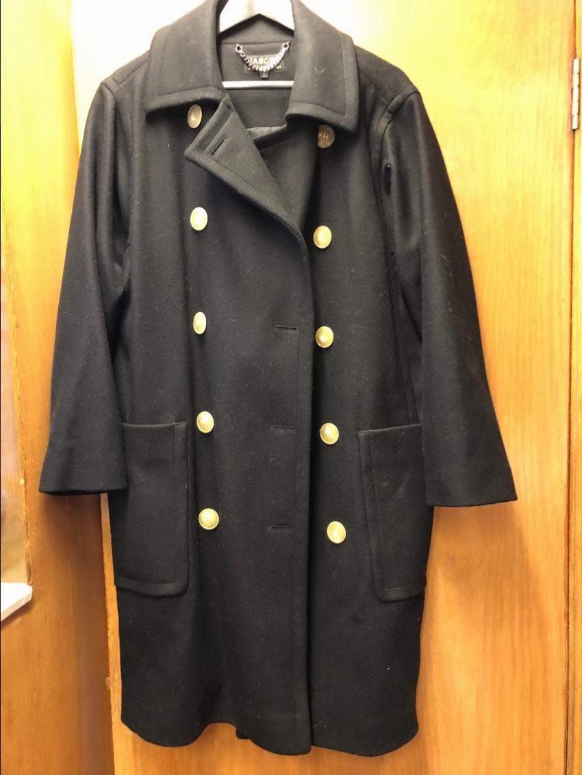 Preowned Jaeger Jaegar Black Wool Double Breasted Coat Size L