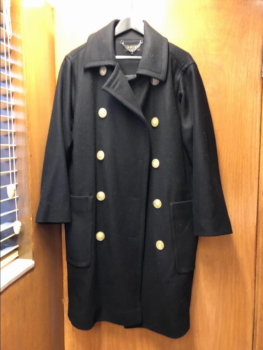 Preowned Jaeger Jaegar Black Wool Double Breasted Coat Size L