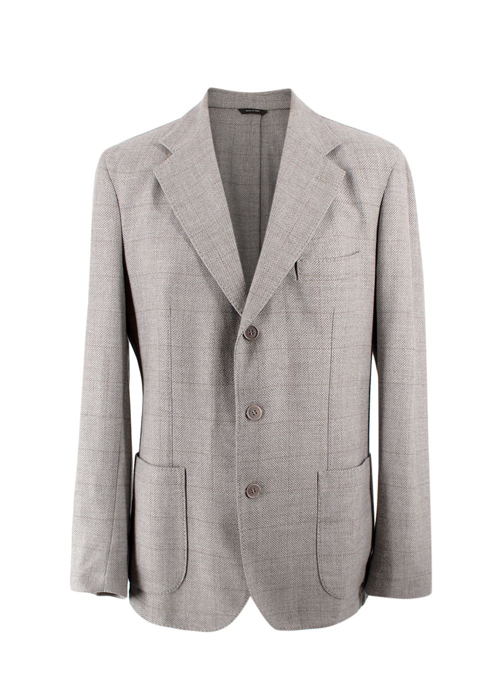 Men's Loro Piana Grey Check Wool Single-breasted Blazer Size XL cashmere