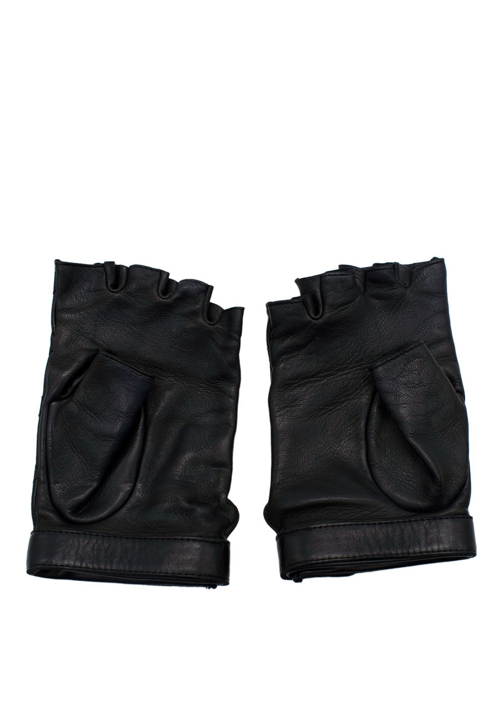 Chanel Black Lambskin Quilted Fingerless Gloves