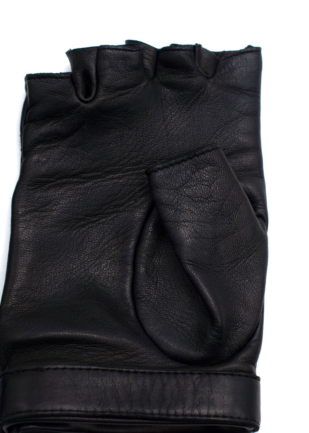 Chanel Black Lambskin Quilted Fingerless Gloves