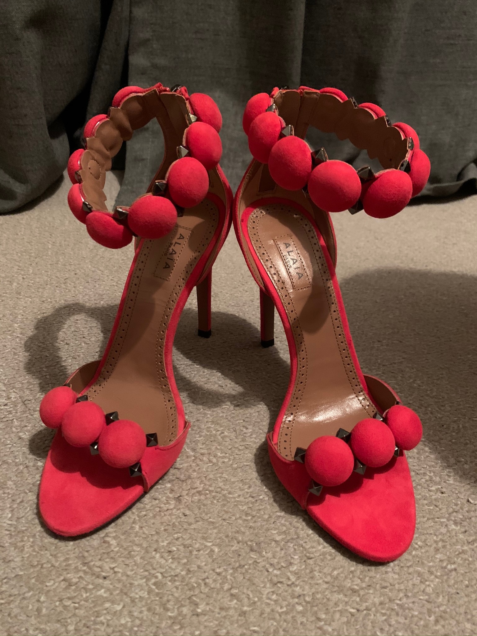 Alaia Pink Suede La Bombe Sandals Size 35 Pink/red leather