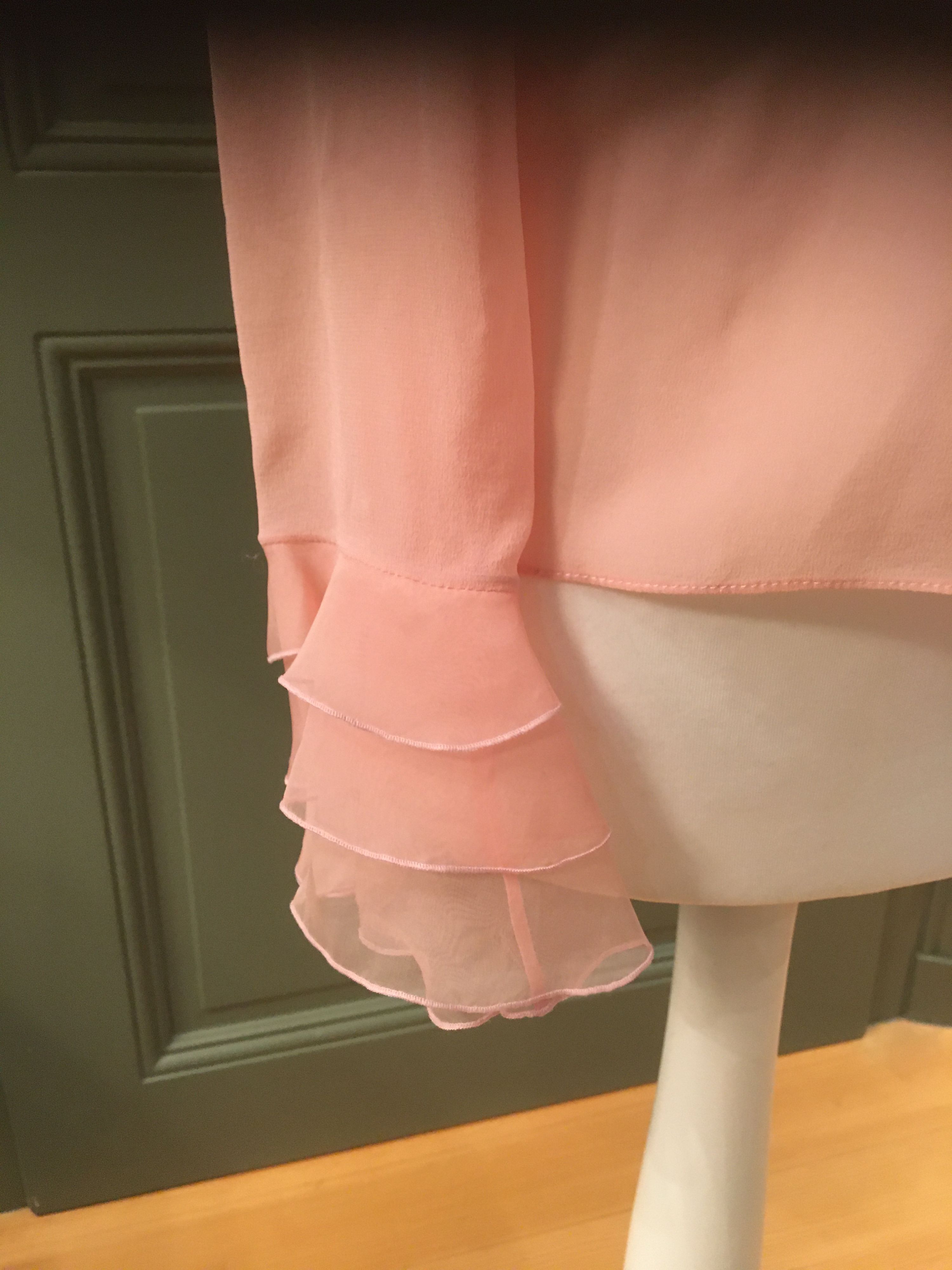 Valentino Vintage pink silk chiffon ruffled blouse Size S